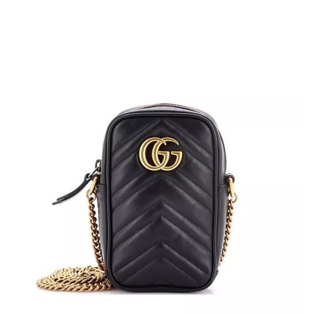 Gucci‎ GG Marmont Vertical Mini Crossbody Bag Black Leather EUC Authentic - Picture 13 of 13